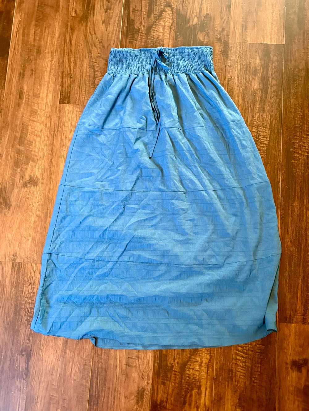 Smocked Waist Maxi Skirt in Light Blue - Women